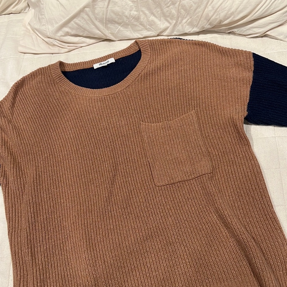 Madewell knitted sweater brown front and blue back, size L